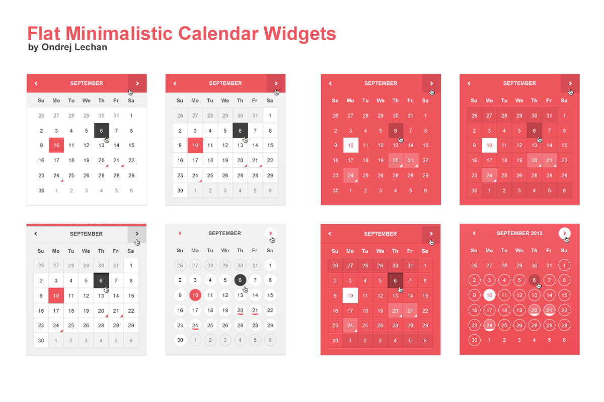 Flat Minimalistic Calendar Widgets, a Templates & Theme by Ondrej Lechan (Photo 1 of 5)