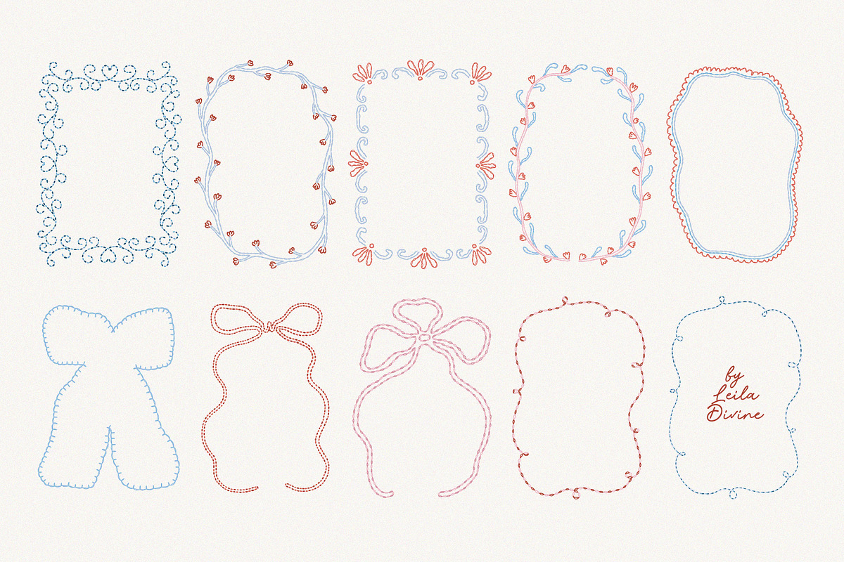 Hand Drawn Whimsy Embroidered Frames, an Object Graphic by Leila Divine (Photo 8 of 12)