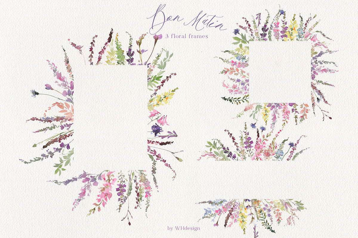 Bon Matin Watercolor Floral Clip Art, a Decorative Illustration by whiteheartdesign (Photo 16 of 18)