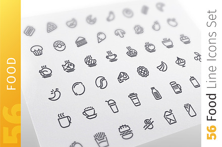Food Line Icons Set, an Outline Icon by Voysla's Shop
