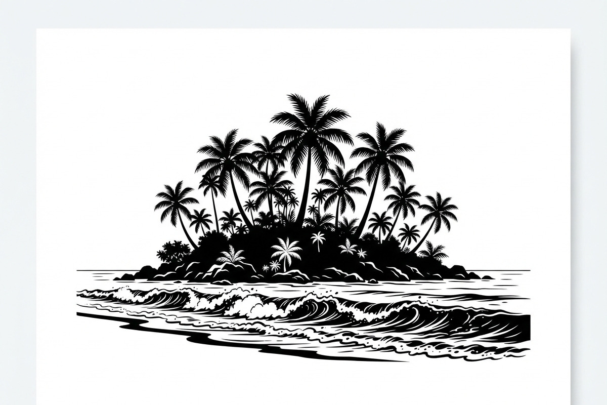 50 Tropical Palm Island Silhouette, an Empty State Illustration by Amazin_art (Photo 15 of 41)