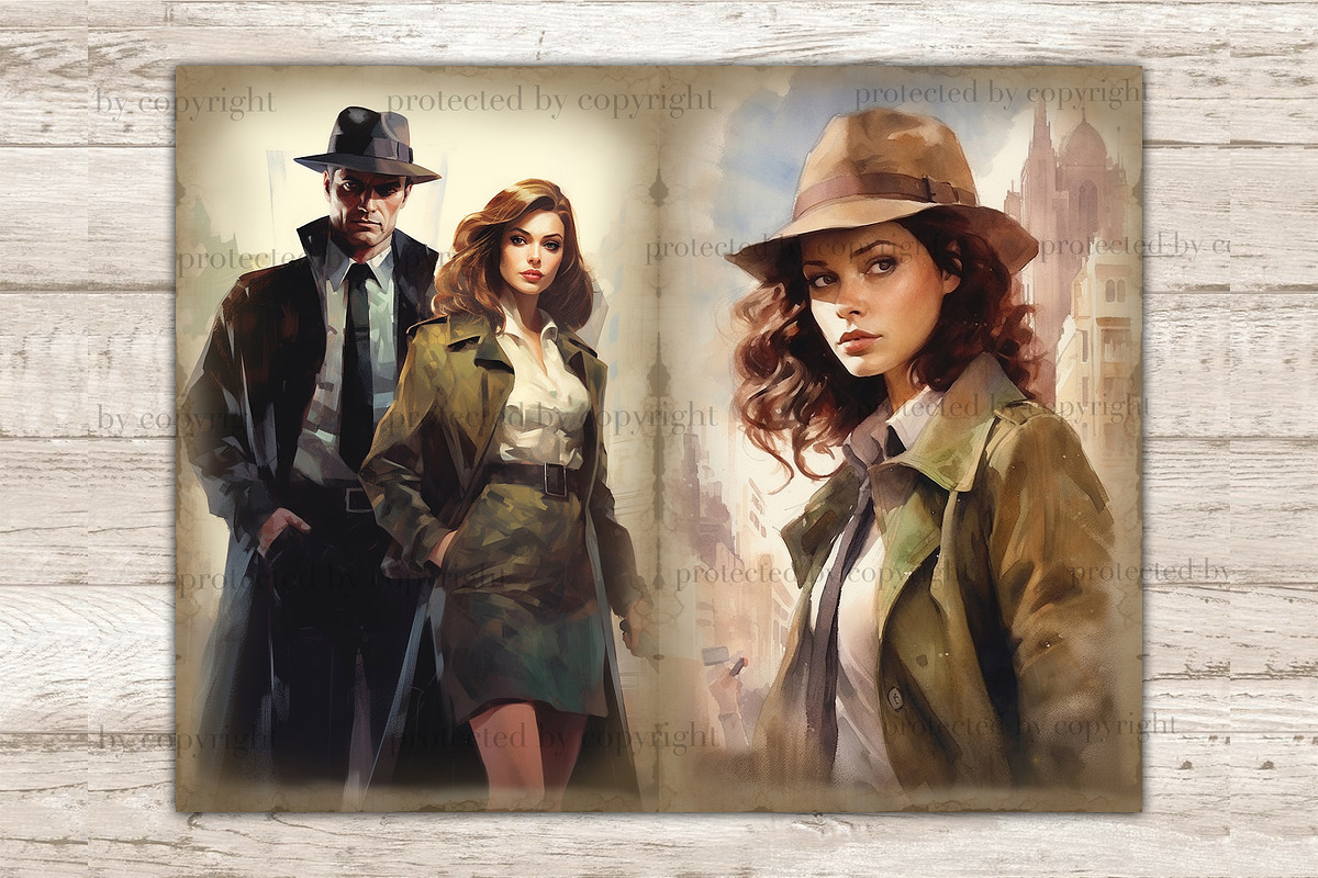 Detective Junk Journal Pages Woman, a Person Illustration by GlamArtZhanna (Photo 7 of 9)