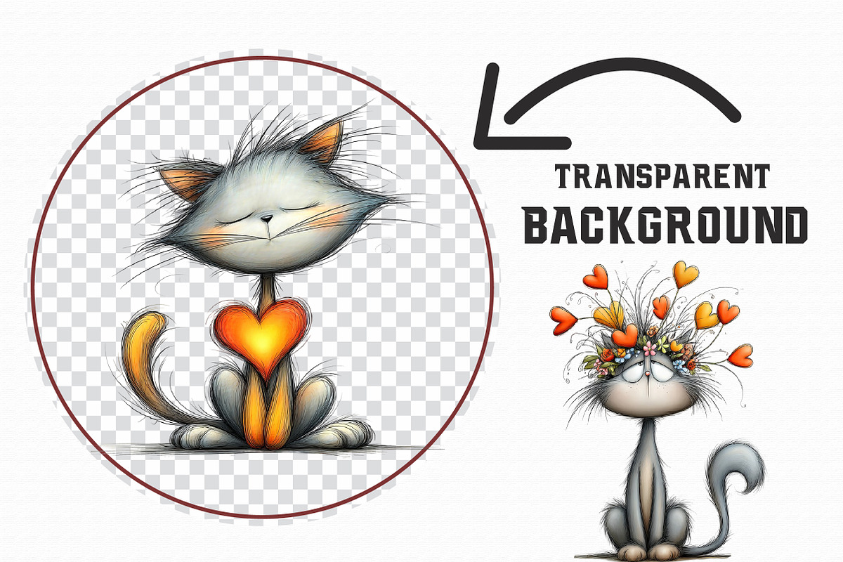 Whimsical Valentine Cats Clipart, an Illustration by Libby Wishes (Photo 6 of 7)