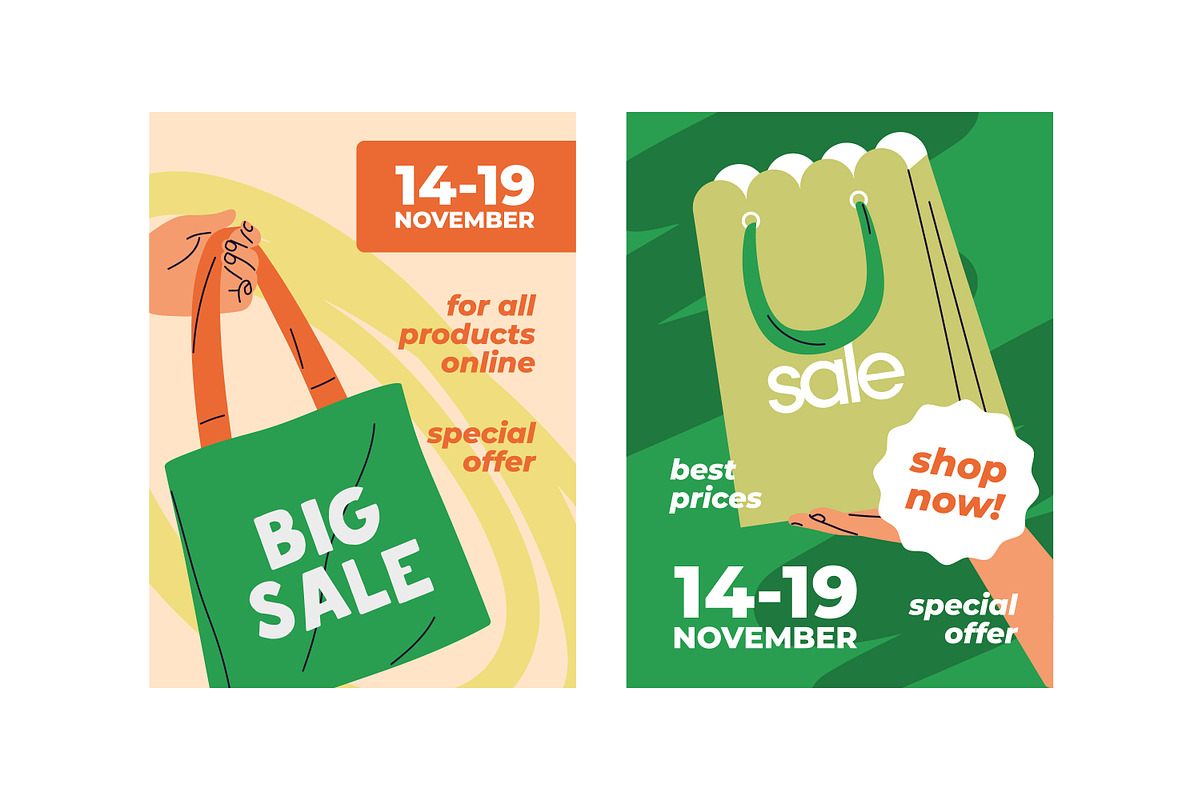 Hands holding shopping bags set, an Object Illustration by PaperTrident (Photo 5 of 6)