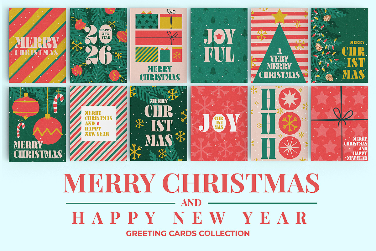 16 Modern Retro Holiday Cards, a Background Graphic by Creative Graphics (Photo 1 of 6)