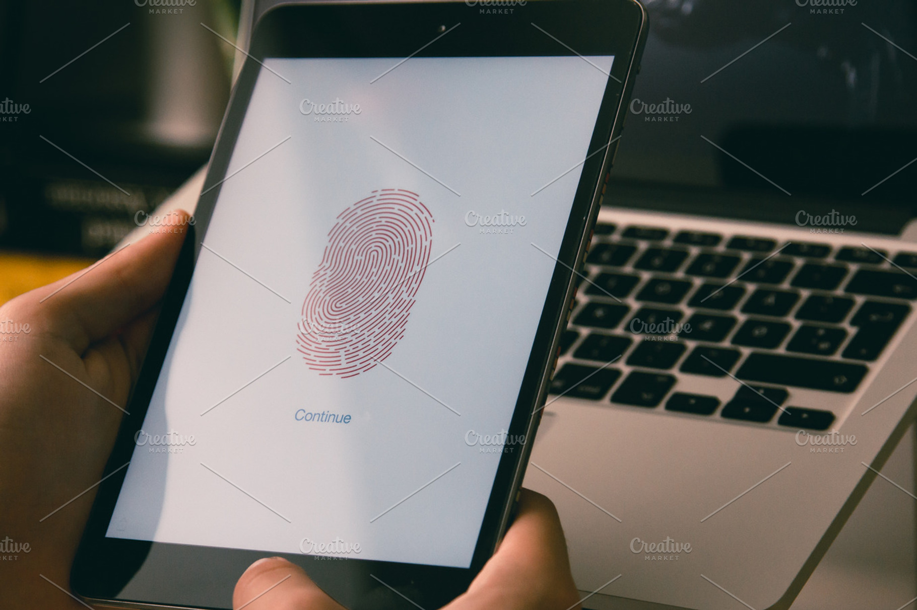 Tablet finger print scanning, a Technology Photo by rtyc