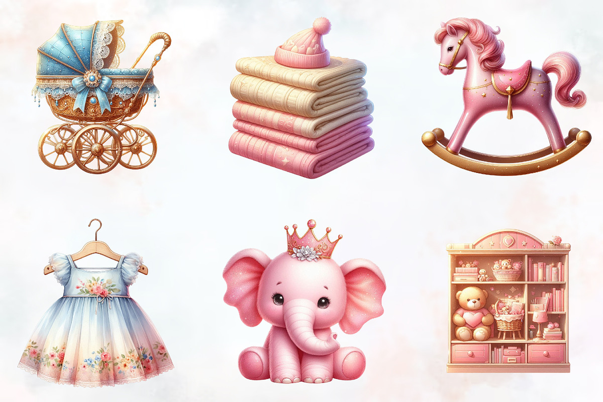 Pink Baby Girl Nursery ClipArt's, an Illustration by RobertsArt (Photo 3 of 7)