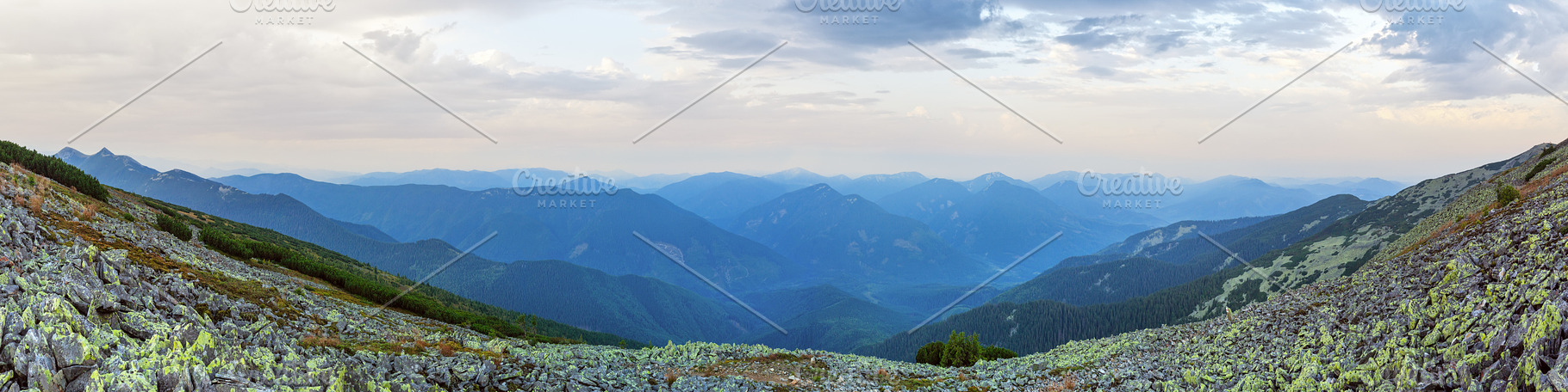 Summer sunrise mountain panorama (Carpathian, Ukraine)., a Nature Photo by YuriyB
