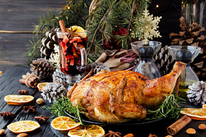Baked chicken for christmas or new year featuring backgrounds, baked, and