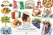 Watercolor Ciao Roma Clipart, an Illustration by Design Market (Thumbnail 1 of 4)