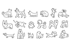 Cute line dogs. Dog breed doodles, an Animal Illustration by winwin.art