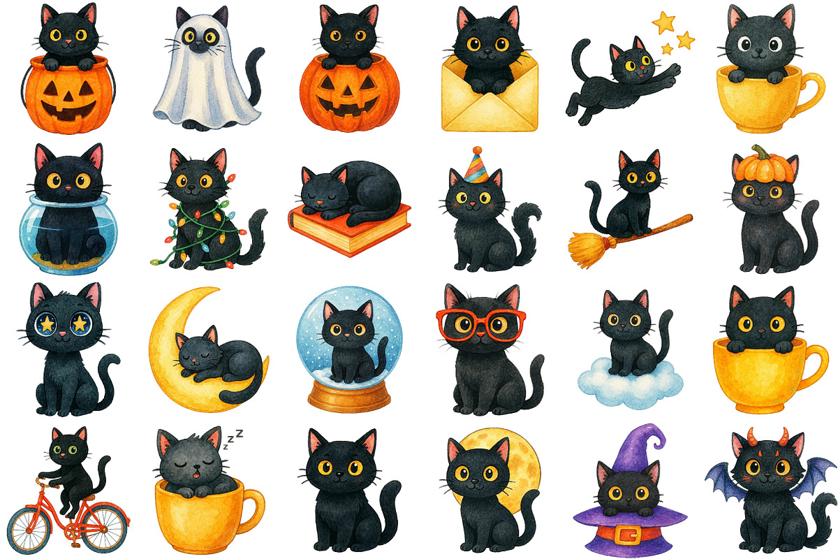 Black Cat Clipart, an Illustration by Daily.Designs (Photo 2 of 5)