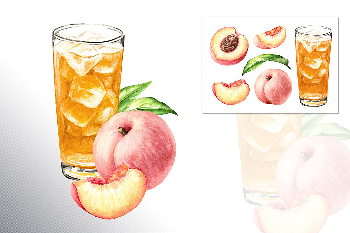 Ripe Peaches. Watercolor set, a Food Illustration by Daria Ustiugova (Photo 18 of 23)