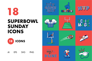 18 Super Bowl Sunday Icons