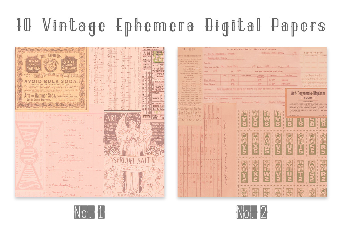 Vintage Ephemera Collage Papers PINK, a Texture Graphic by Jennadesigns (Photo 3 of 8)