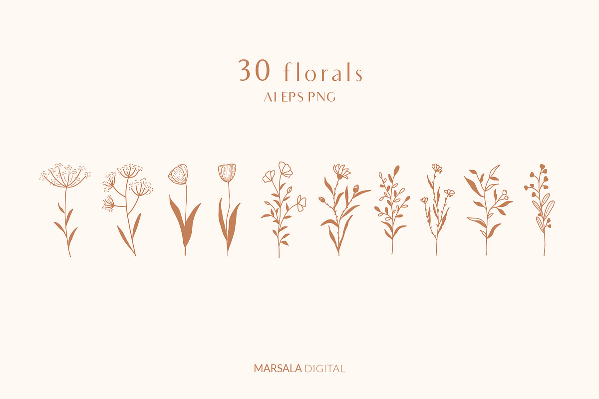 Floral Line Drawings Logo Elements, an Illustration by Kaya Fonts (Photo 5 of 10)
