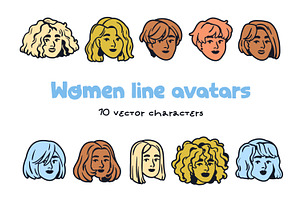 Line art head portraits of women set, a Person Illustration by Good Studio