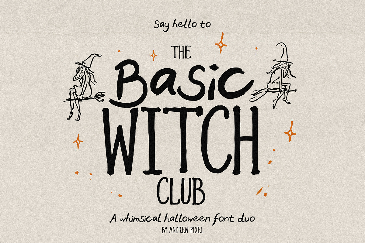 Basic Witch Club - Halloween Font, a Handwritten Font by AndrewPixelType (Photo 1 of 13)