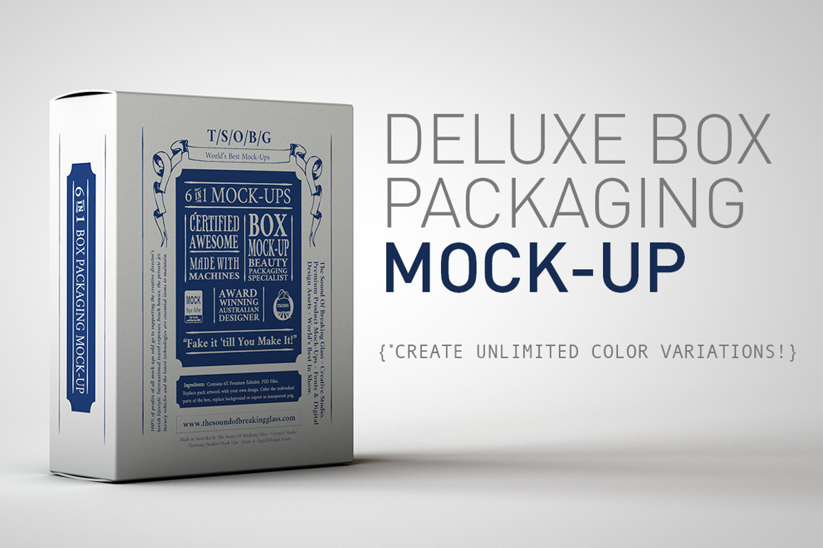 Deluxe Paper Box Mock-Up, a Packaging Mockup by TSOBG (Photo 1 of 25)