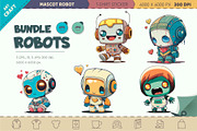 Bundle Cartoon Robots 01. T-Shirt., an Animal Illustration by KENO Mascots (Thumbnail 1 of 3)