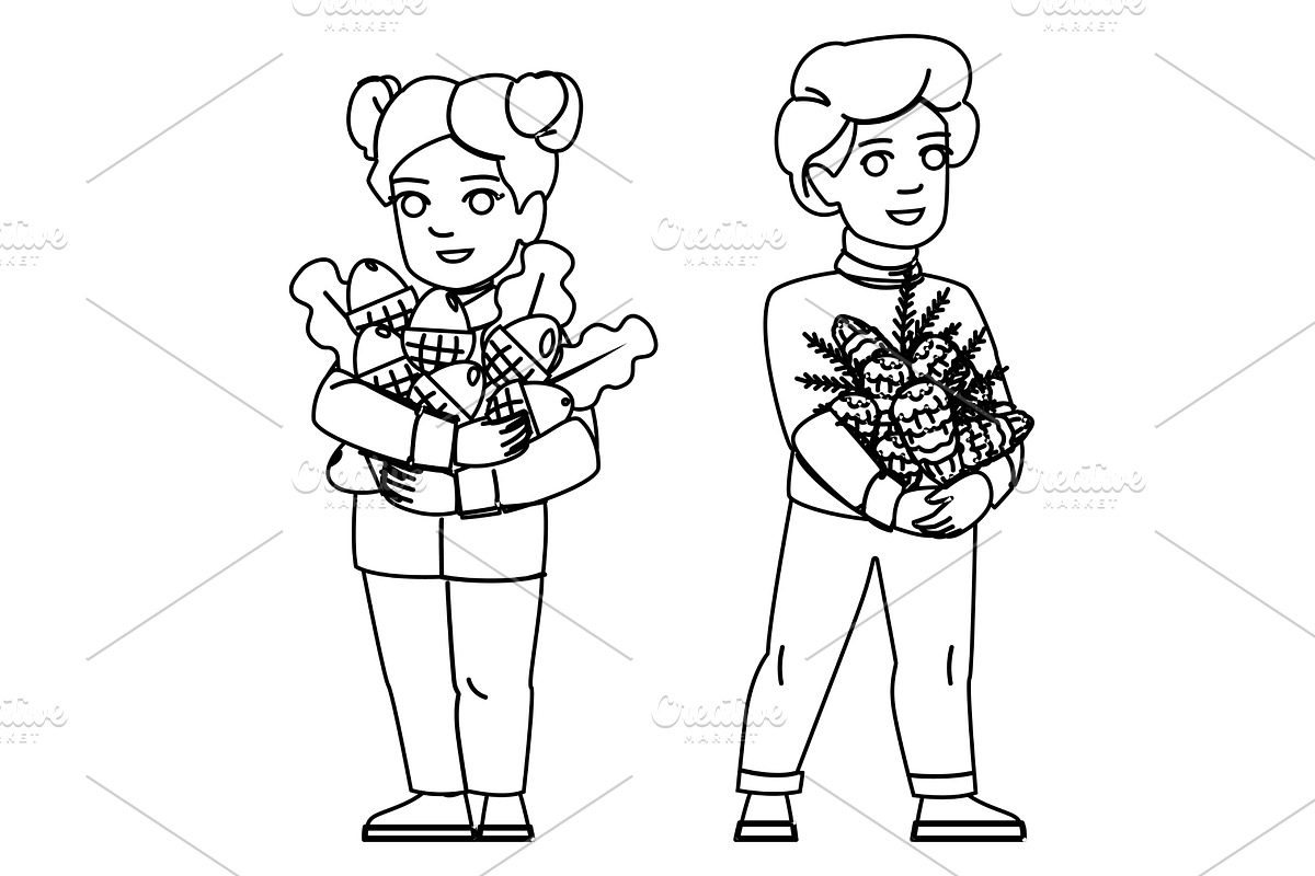 acorn collecting pinecones acorns, a Person Illustration by pikepicture