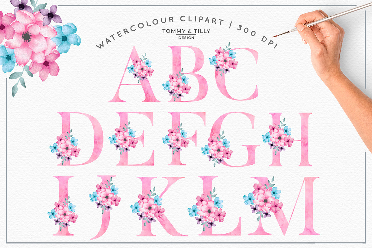 Pink Bouquet Alphabet PNG, an Illustration by Tommy & Tilly Design (Photo 2 of 4)