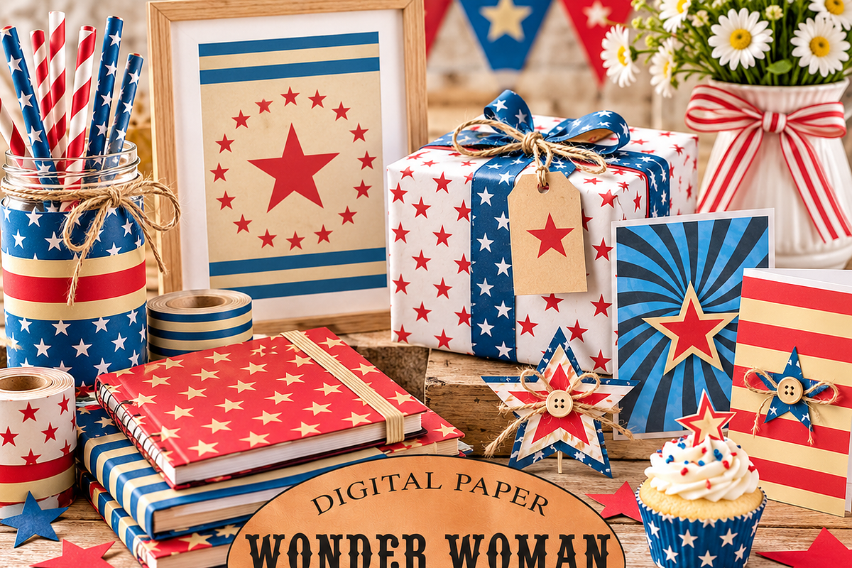 Stars and stripes 'Wonder Woman', a Pattern Graphic by Kiwi Fruit Punch (Photo 1 of 3)