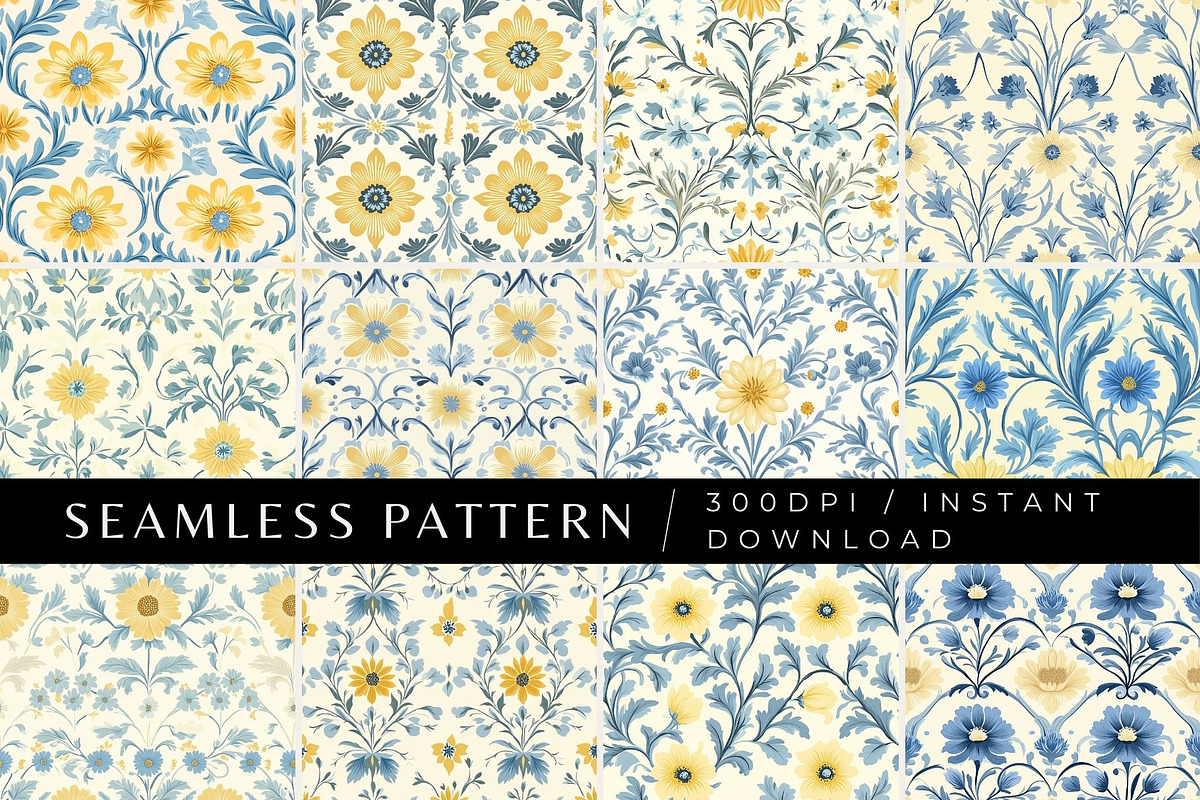 12 Cornflower Bloom Seamless Pattern, a Pattern Graphic by Inknfolly (Photo 1 of 7)