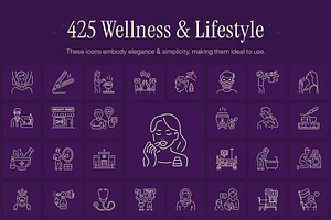 425 Wellness and Lifestyle Icons, an Outline Icon by Prosymbols