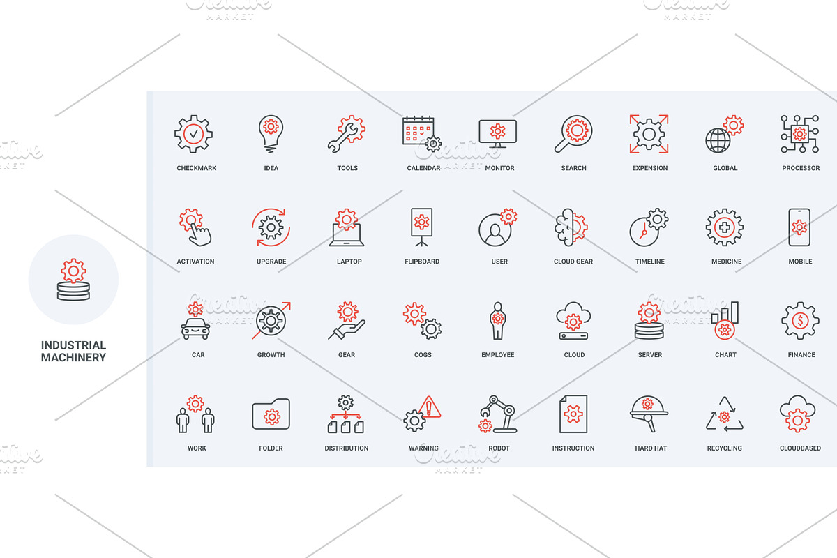 Gears ain industrial machine icons, a Technology Illustration by Lemberg Vector