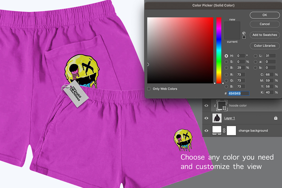 BIG APPLE SWEAT shortpant PSD Mockup, a Bottom Mockup by NH graphic (Photo 3 of 4)