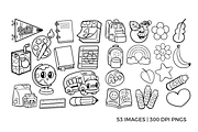 Retro Back to School Line Art, an Illustration by TheClipAtelier (Thumbnail 2 of 4)