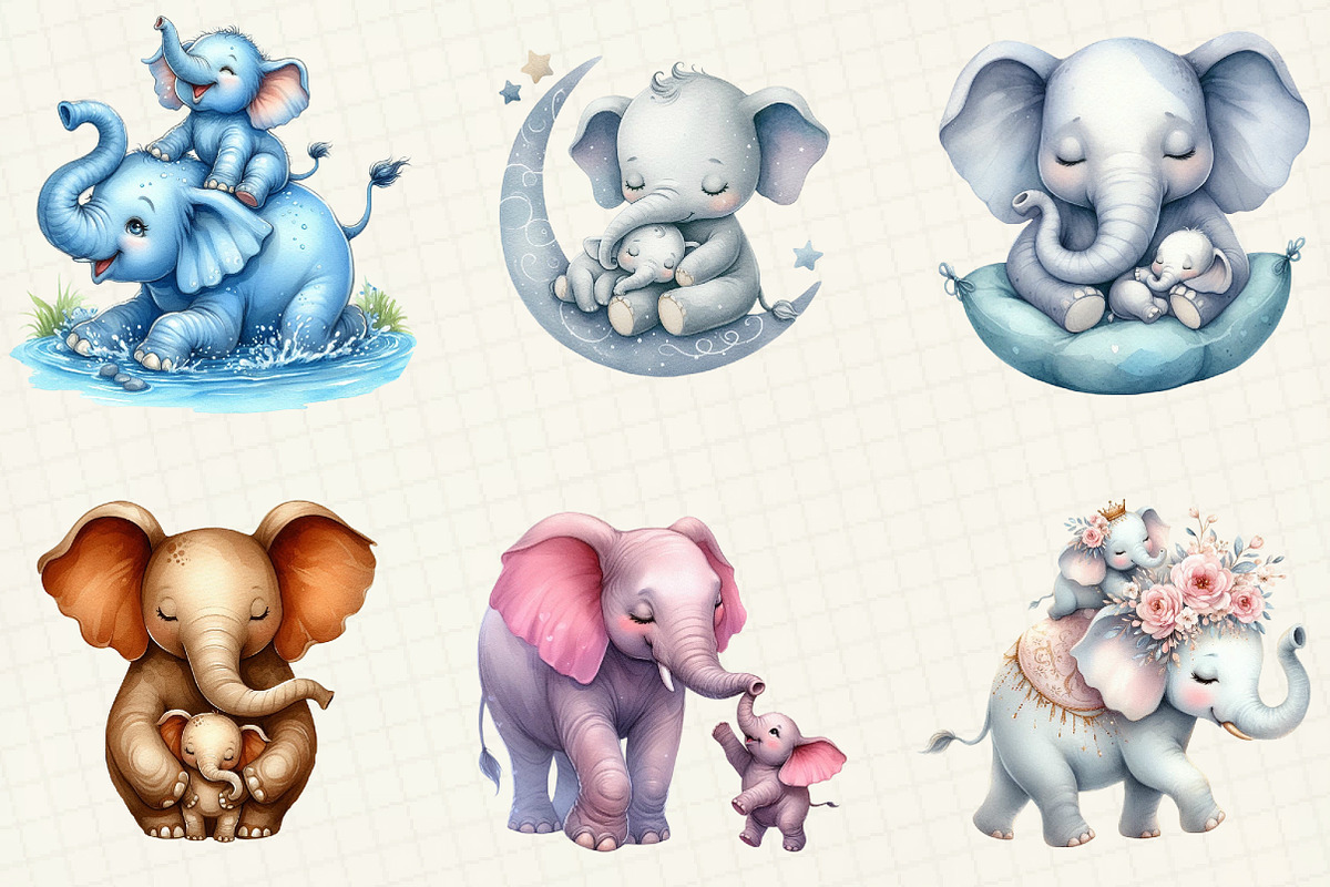 Mother's Day Elephant Clipart, an Illustration by OK Design (Photo 5 of 5)
