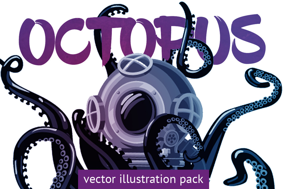 Octopus Vector Pack, an Animal Illustration by ne2pi (Photo 1 of 5)