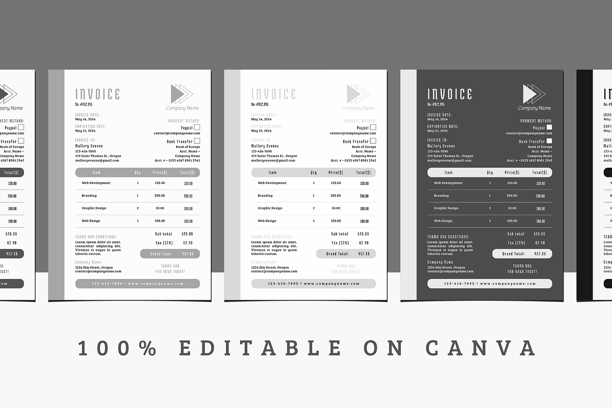 INVOICE CANVA TEMPLATE | Creative Market