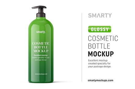 Glossy pump bottle mockup
