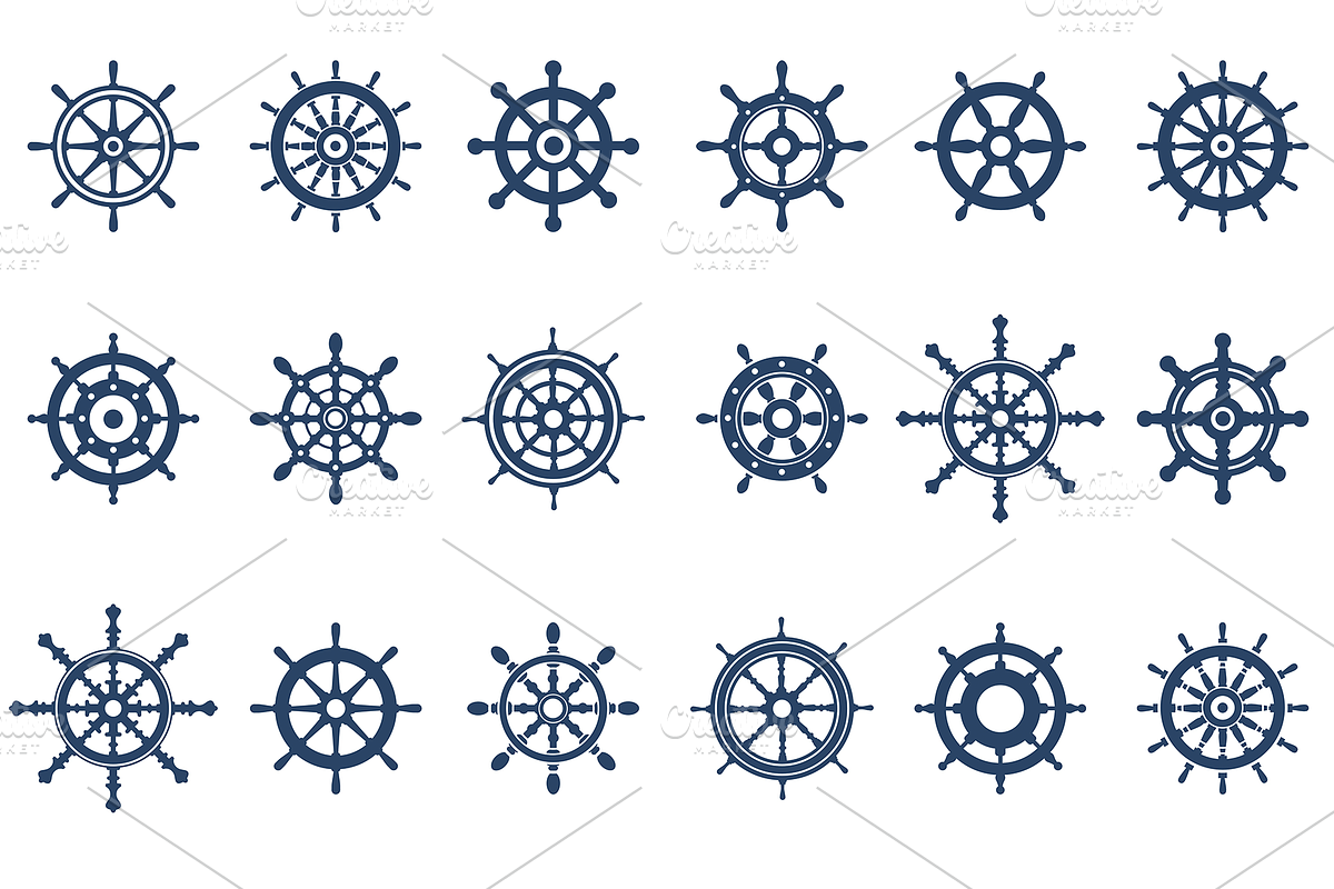 A large set of ship's rudders, a Solid Icon by ProArt
