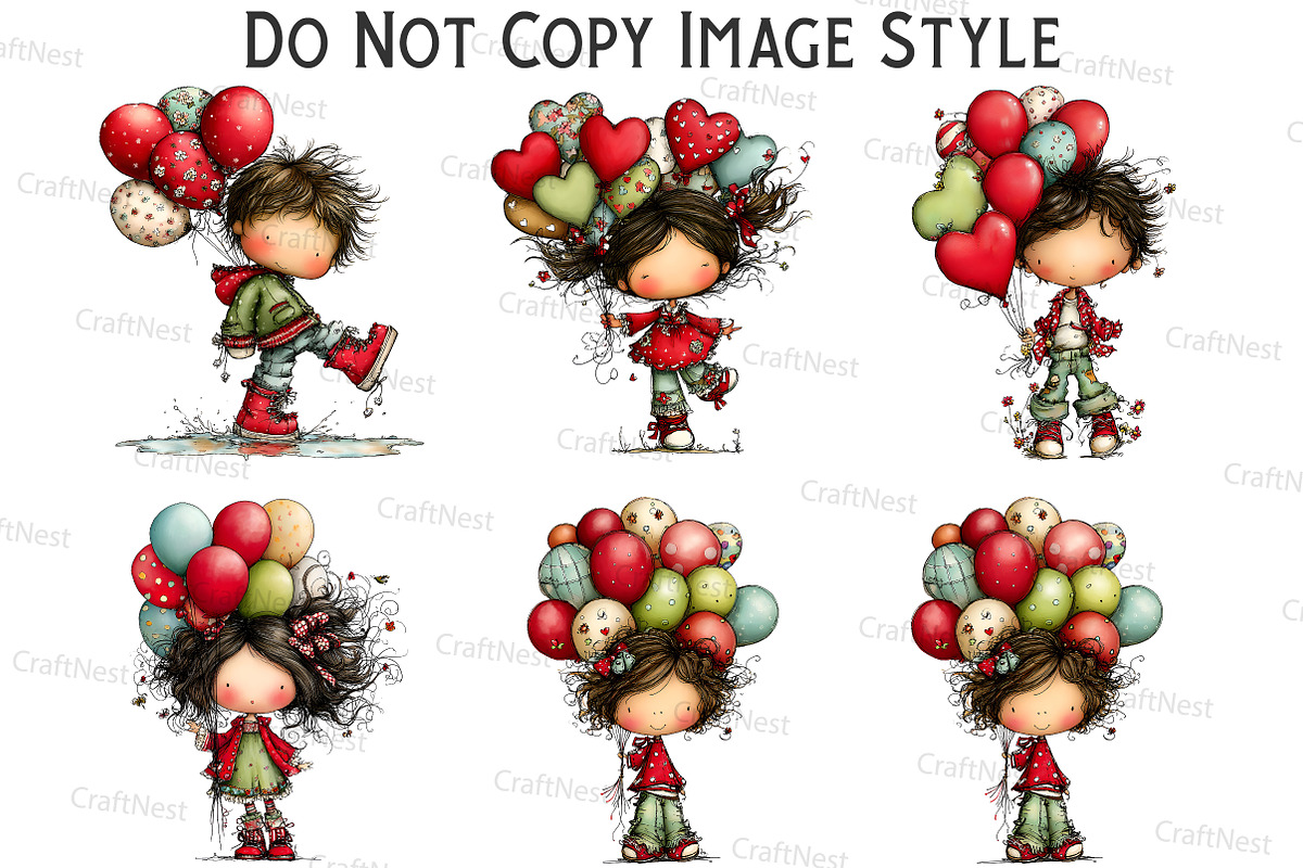Whimsical Cute Kids With Balloons, an Illustration by Craft Nest (Photo 6 of 7)