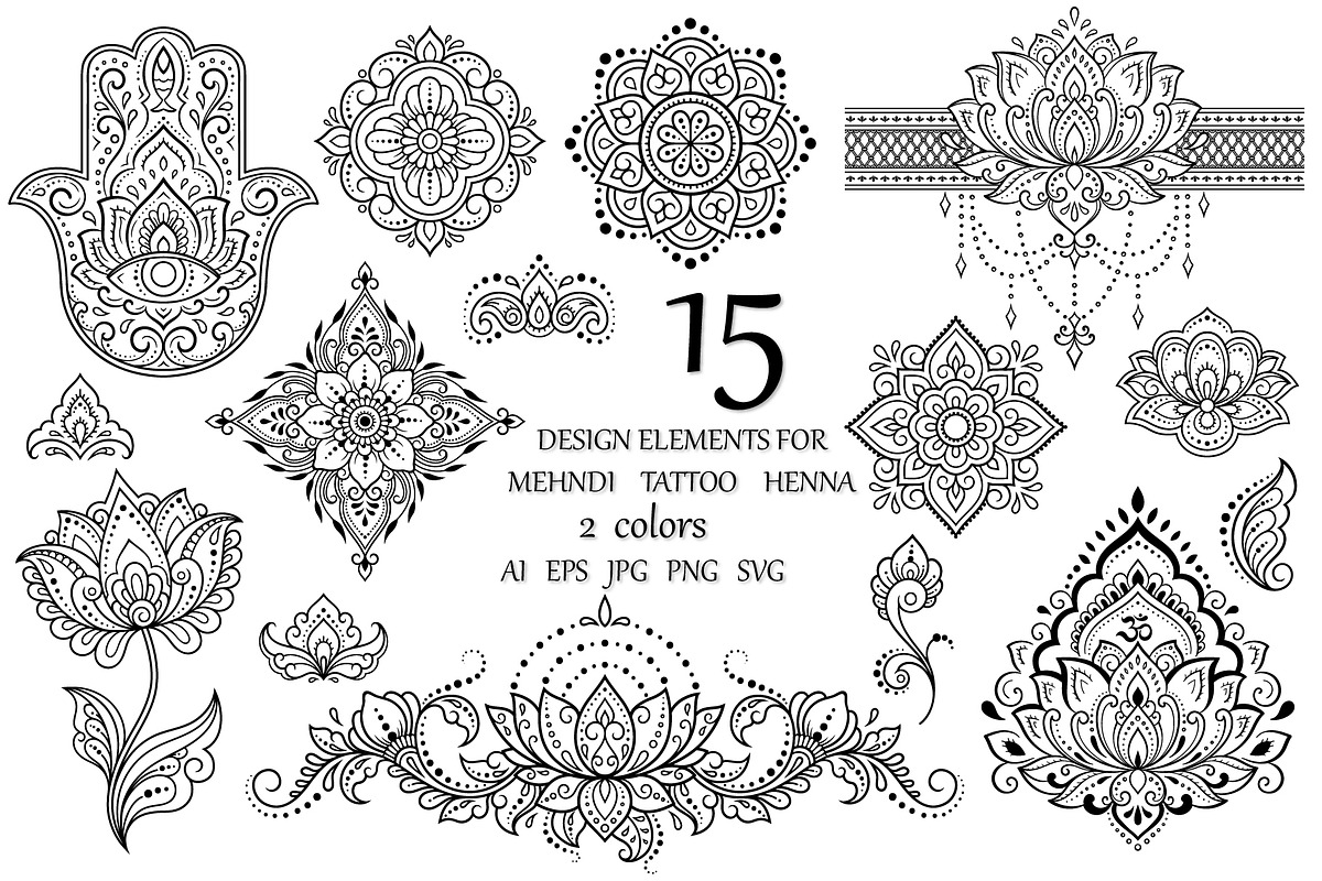 Elements in Mehndi style, a Decorative Illustration by Katika Shop (Photo 1 of 2)