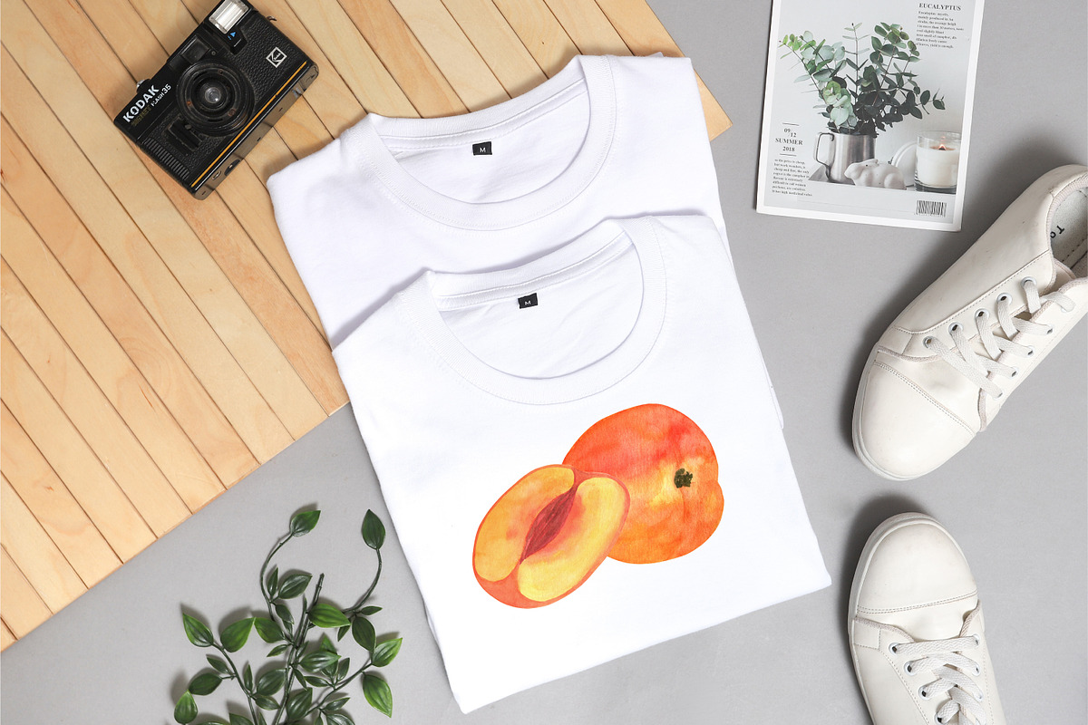 Peach fruit watercolor clipart PNG, a Food Illustration by Anntre (Photo 4 of 4)