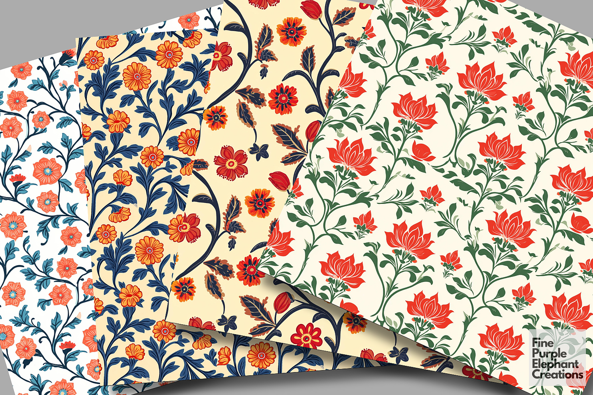 Ornamental Floral Marigold Damask, a Pattern Graphic by Fine Purple Elephant (Photo 4 of 5)
