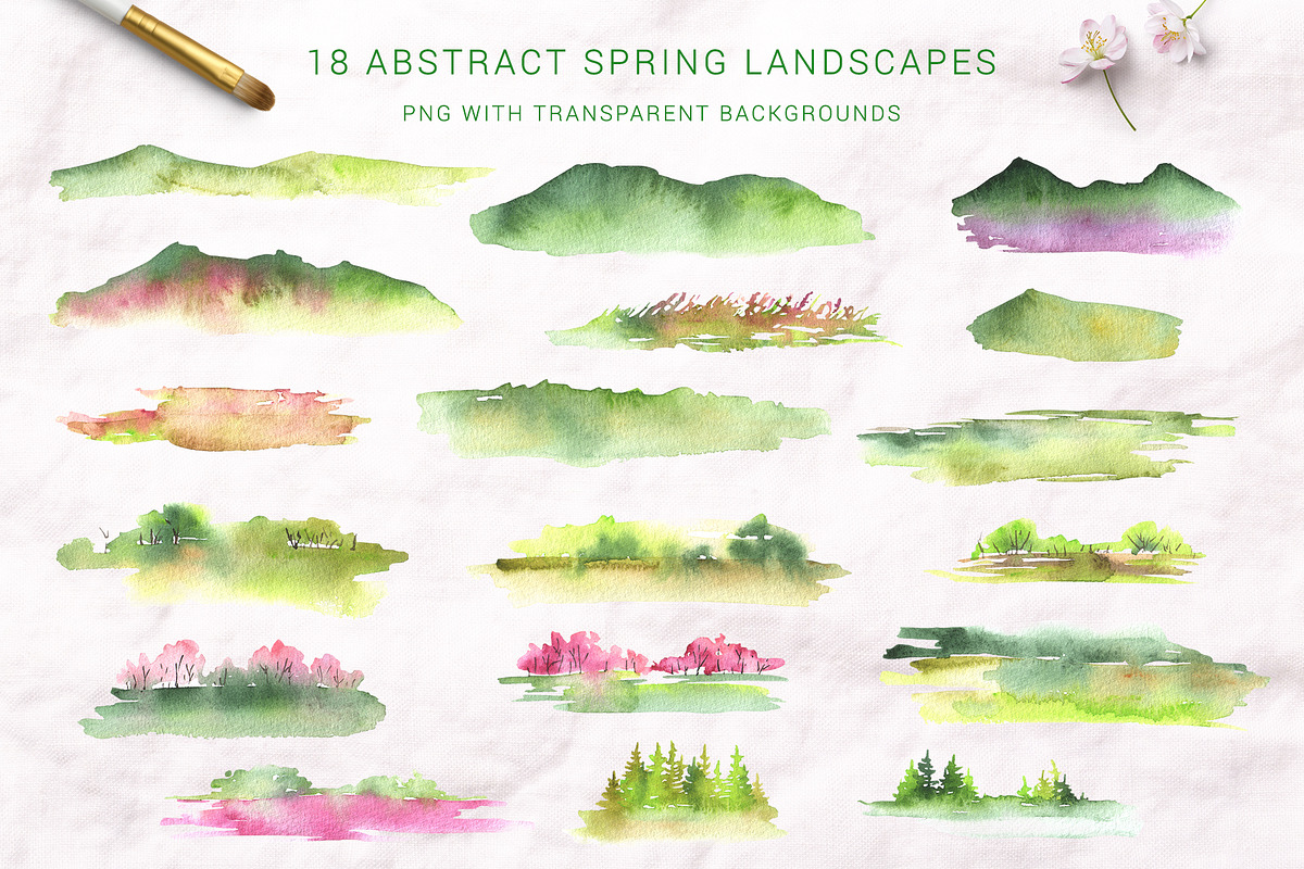 Watercolor abstract spring set, a Seasonal Illustration by LeriaArt watercolor (Photo 3 of 6)