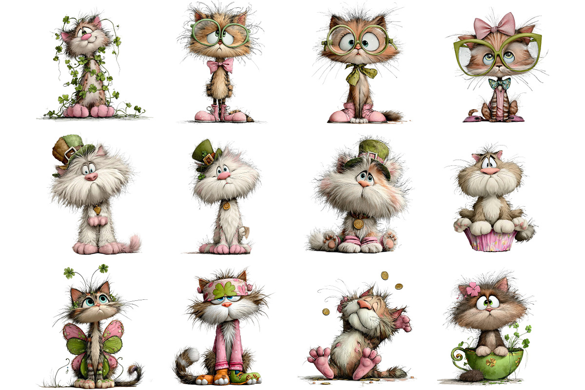 St. Patrick's Cats Clipart, an Illustration by DreamArtGraphic (Photo 2 of 4)