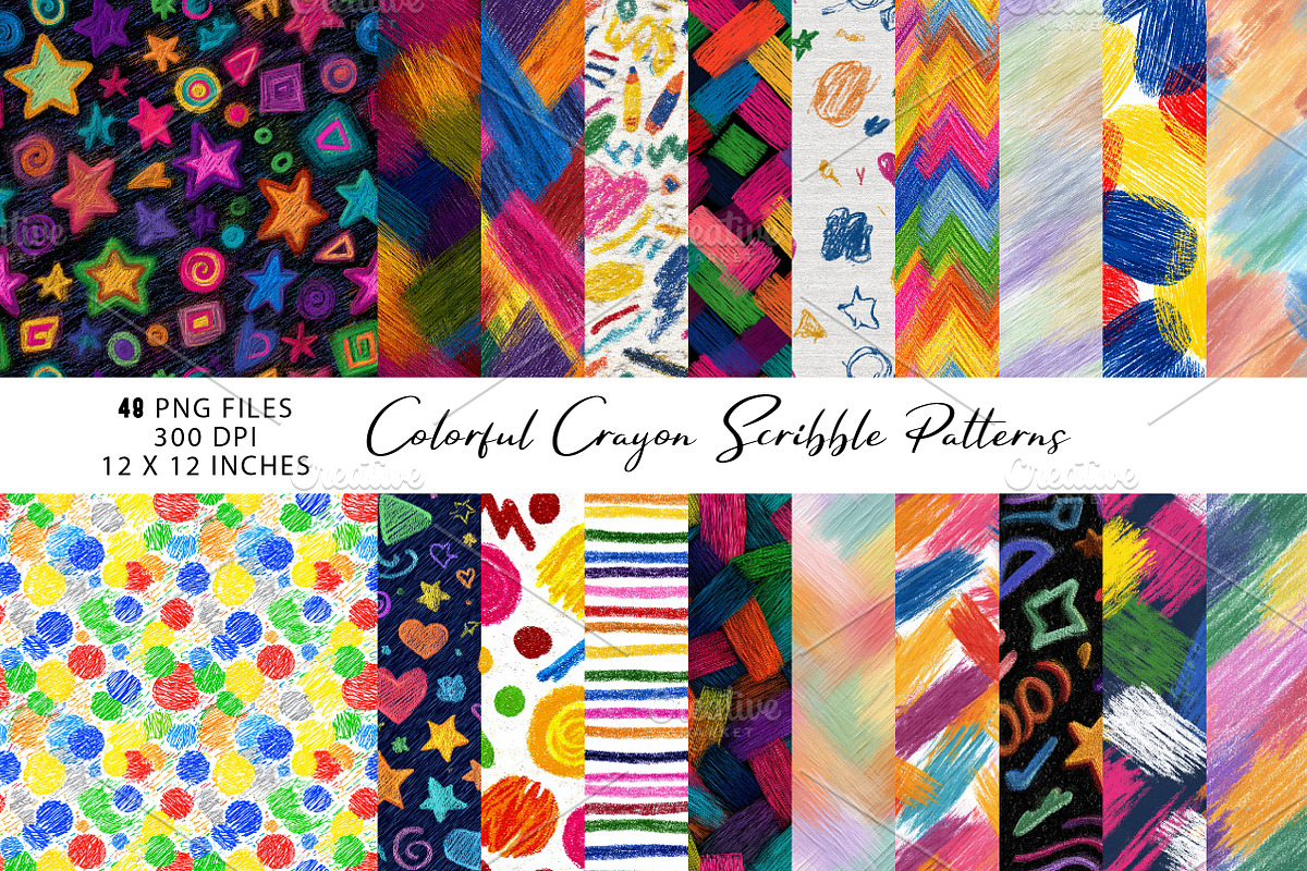 Colorful Crayon Scribble Patterns, a Pattern Graphic by CreationArt (Photo 1 of 5)