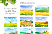 Watercolor Landscapes, a Graphic by Mona Monash (Thumbnail 2 of 7)
