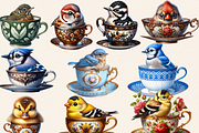 BIRDS IN TEACUP CLIPART PACK, an Animal Illustration by Daring Digies (Thumbnail 2 of 7)