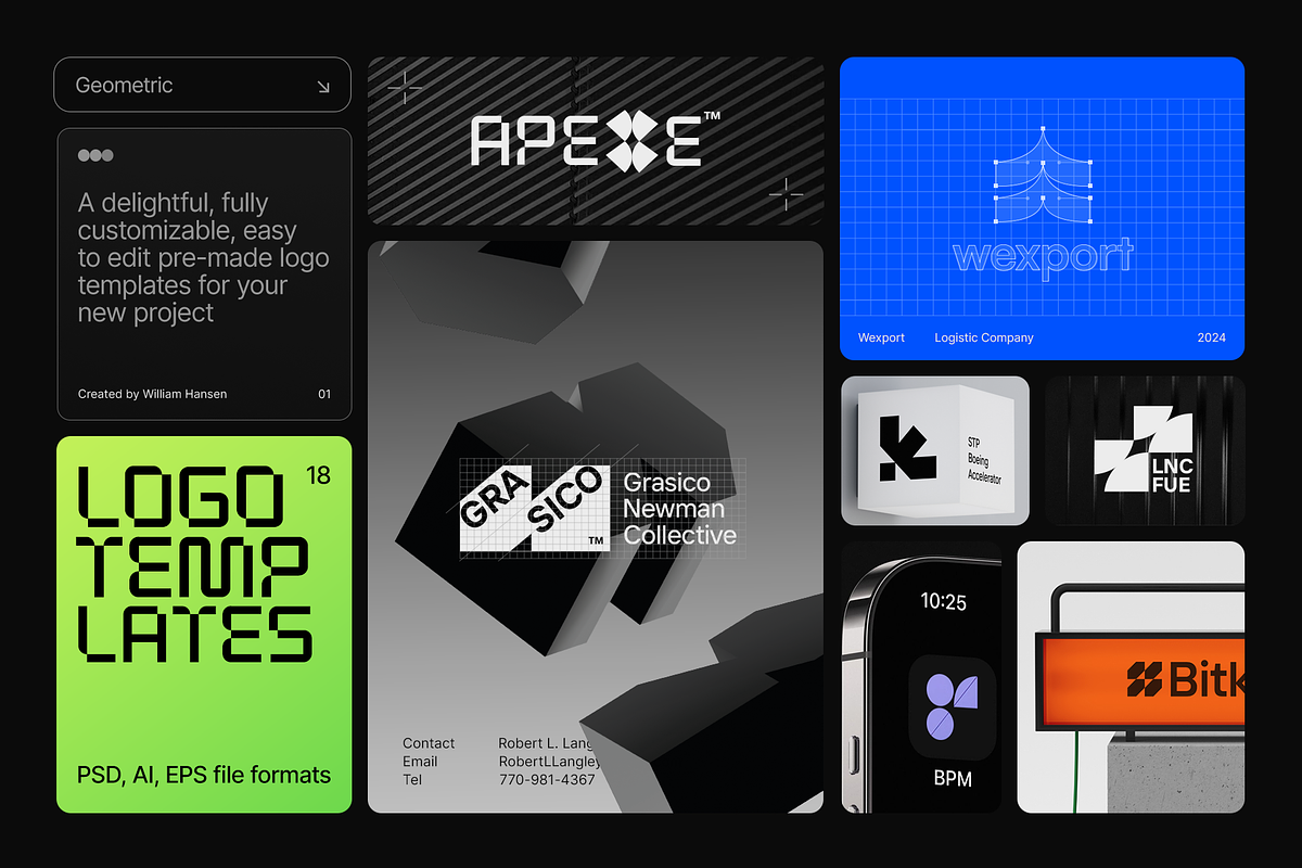 Geometric Logo Kit (Ai/Eps/Psd), a Branding & Logo Template by William Hansen (Photo 1 of 5)