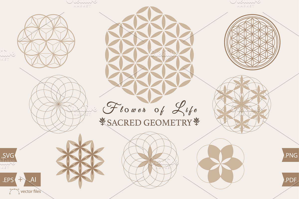 Flower of Life set Sacred Geometry, an Object Graphic by GraphicRedStudio (Photo 2 of 3)