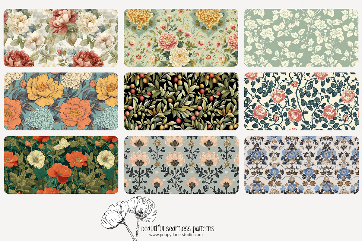 70 vintage nature seamless pattern, a Pattern Graphic by Poppy Lane Studio (Photo 3 of 10)