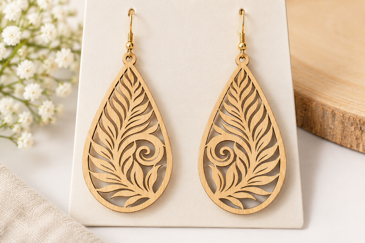 Leaf Teardrop Earrings Laser Cut SVG, an Object Graphic by Canvas Craft (Photo 2 of 4)